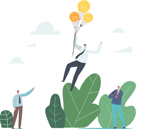 Trabajador de oficina con idea creativa para el éxito  Ilustración