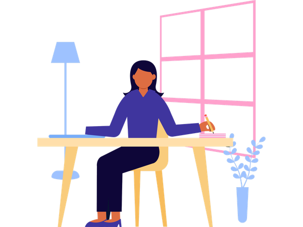 Trabajador de oficina trabajando en el espacio de trabajo  Ilustración