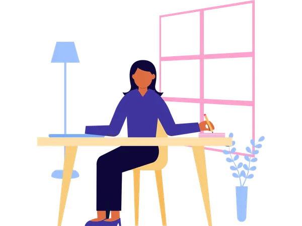 Trabajador de oficina trabajando en el espacio de trabajo  Ilustración