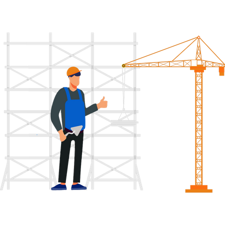 Trabajador dirigiendo barras de construcción  Ilustración