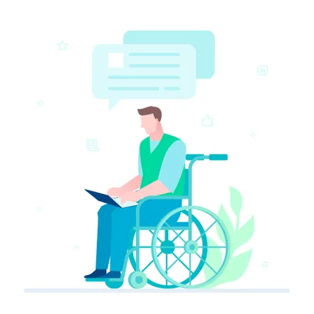 Trabajador discapacitado charlando  Ilustración
