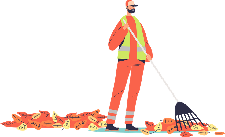 Trabajador de limpieza de calles  Ilustración