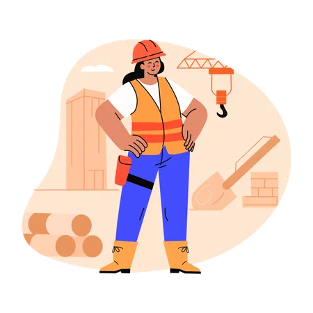 Trabajadora de la construcción  Ilustración