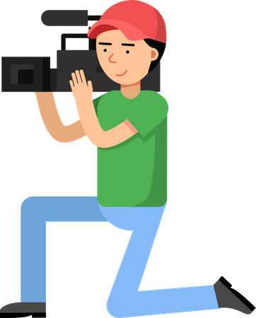 Trabajadora de prensa tomando video  Ilustración