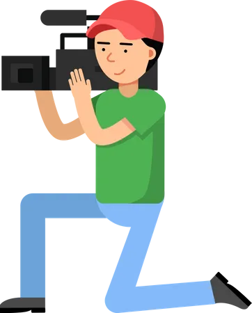 Trabajadora de prensa tomando video  Ilustración