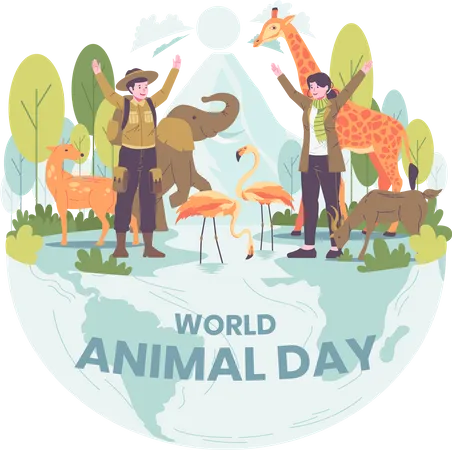 Trabajadores de santuarios de vida silvestre celebran el día mundial de los animales  Ilustración