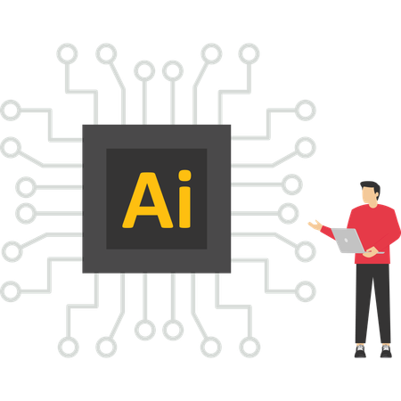 Trabajar con inteligencia artificial AI  Ilustración