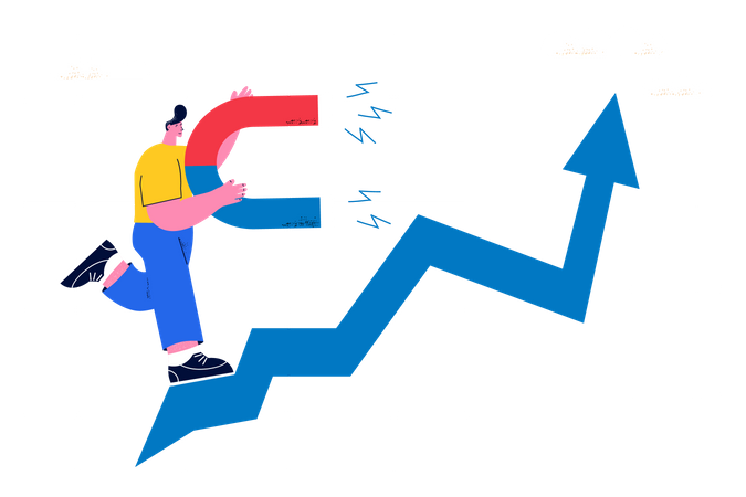 Trabajando en el crecimiento de las ventas  Ilustración