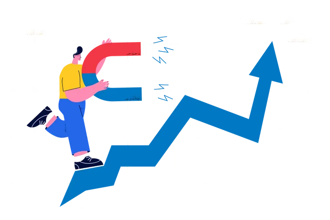 Trabajando en el crecimiento de las ventas  Ilustración