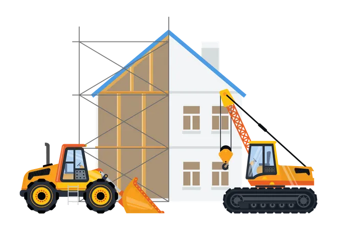 Trabajos de construcción de casas.  Illustration