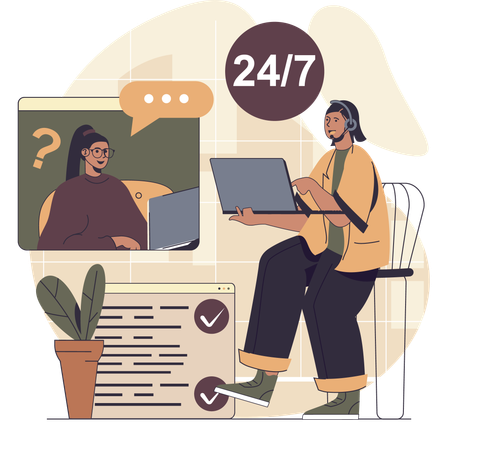 Trabajo del cliente como agente de atención al cliente  Ilustración