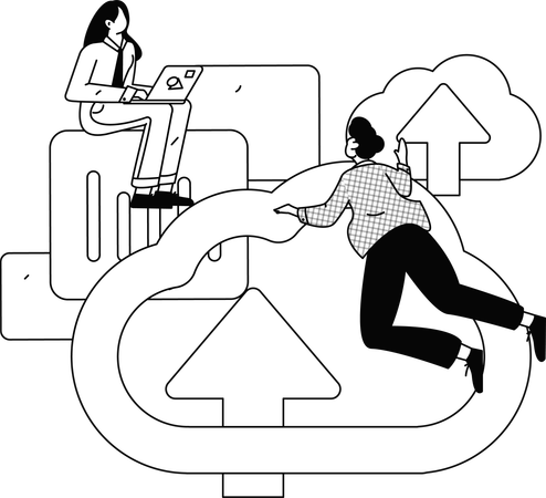 Equipo trabajando en el diseño de sitios web.  Ilustración