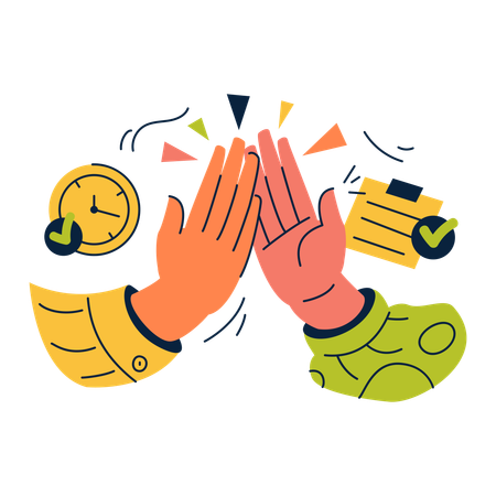 Trabajo en equipo y logros  Ilustración