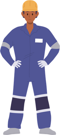 Trabalhador de posto de gasolina de uniforme  Ilustração