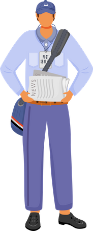 Trabalhador masculino dos correios em uniforme americano  Ilustração