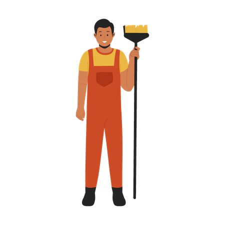 Trabalhador de limpeza masculino  Ilustração