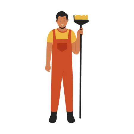 Trabalhador de limpeza masculino  Ilustração