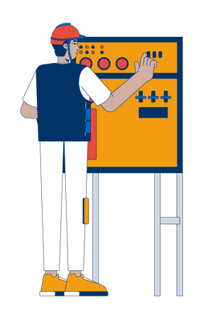 Trabalhador masculino trabalhando no painel de controle  Ilustração