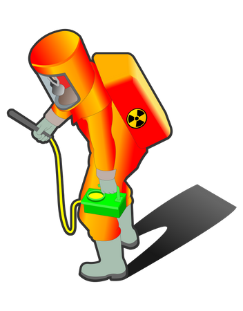 Trabalhador nuclear com verificação ou análise de equipamento nuclear  Ilustração