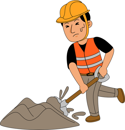 Trabalhador trabalhando duro no canteiro de obras  Illustration