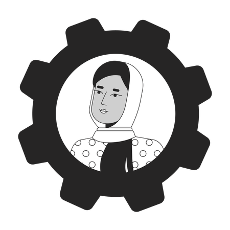Trabalhadora de escritório feminina em hijab  Ilustração