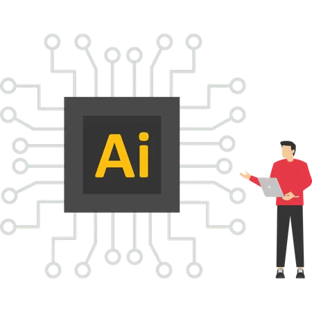 Trabalhando com inteligência artificial de IA  Ilustração