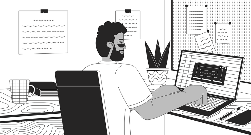 Trabalhando em home office  Ilustração