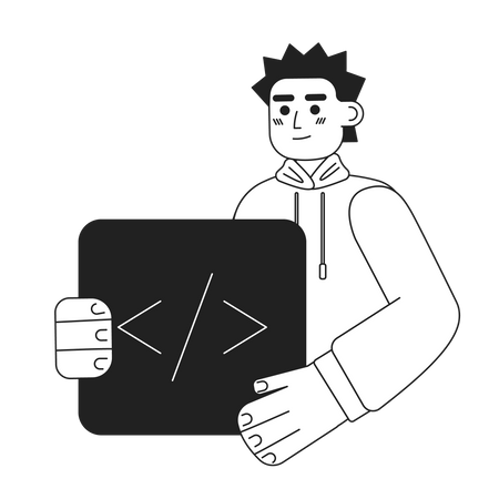 Trabalho masculino de codificador de computador  Ilustração