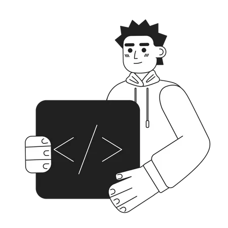 Trabalho masculino de codificador de computador  Ilustração