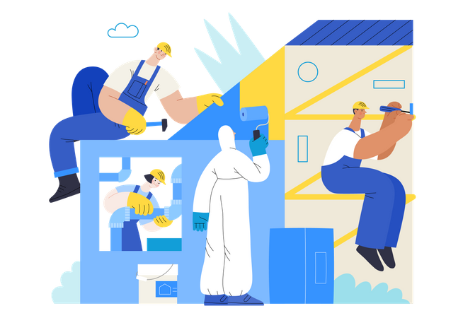 Trabalho de conserto de casa  Ilustração