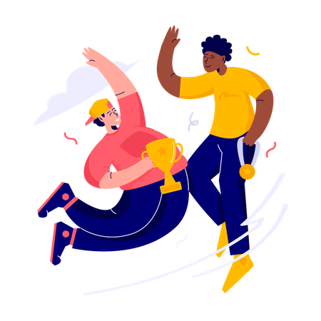 Trabalho em equipe bem-sucedido, trabalhando juntos para atingir objetivos  Ilustração