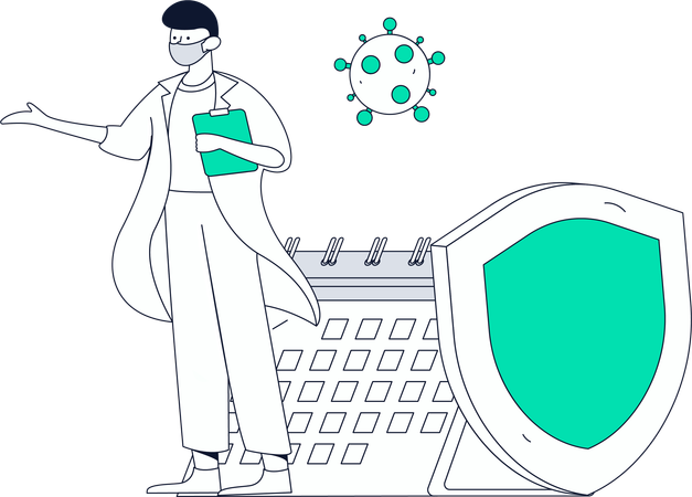 Médico trabalha de acordo com consultas médicas  Ilustração