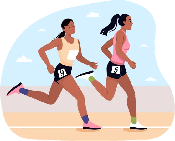 Track And Field Running  Illustration