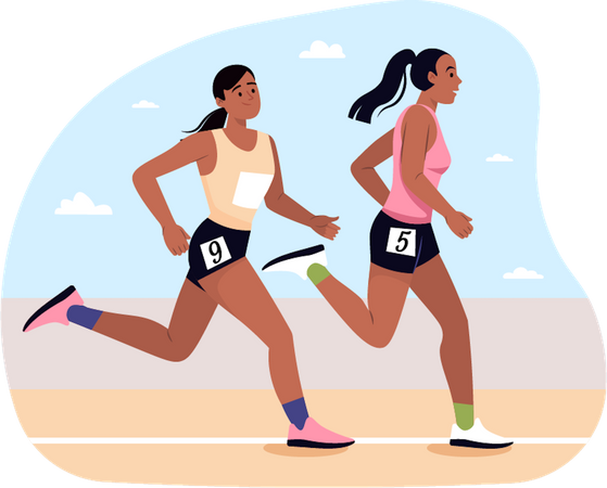Track And Field Running  Illustration