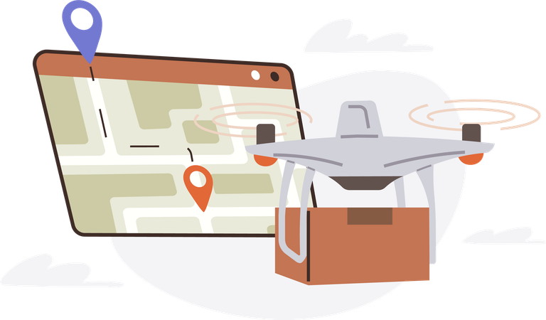 Track drone delivery  Illustration