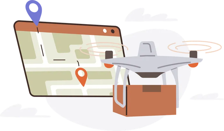 Track drone delivery  Illustration