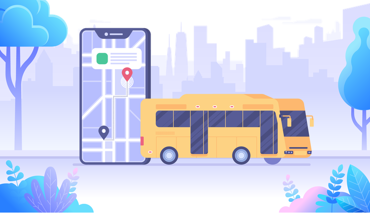 Tracking bus transport  Illustration