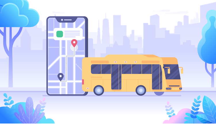 Tracking bus transport  イラスト