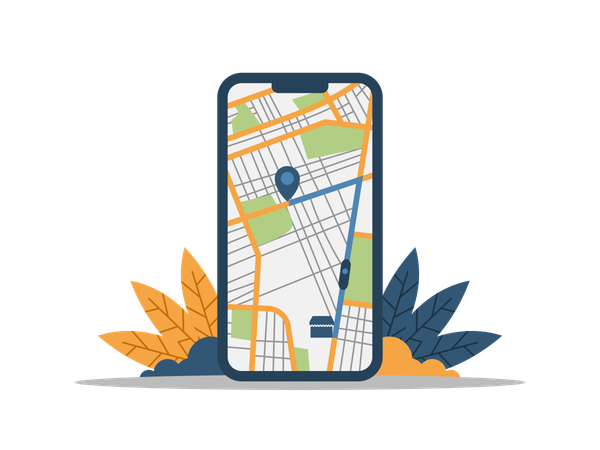 Tracking delivery location on mobile Illustration