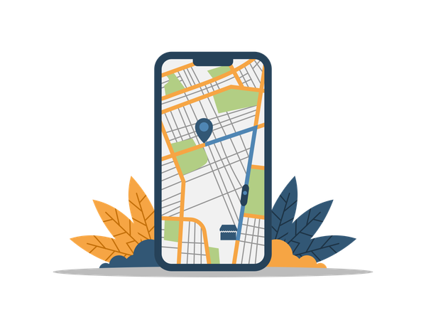 Tracking delivery location on mobile  Illustration