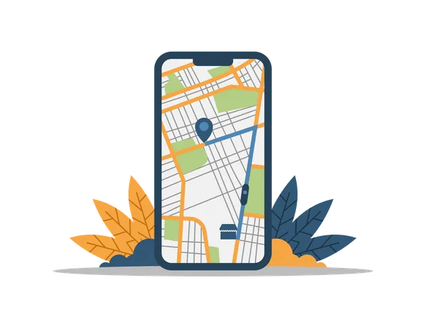 Tracking delivery location on mobile  Illustration