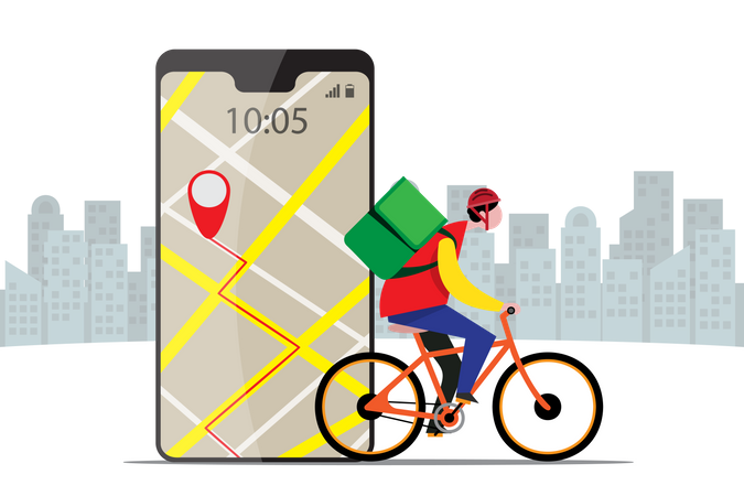 Tracking delivery location via smartphone app Illustration