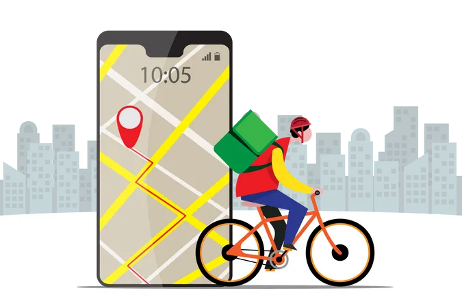 Tracking delivery location via smartphone app Illustration