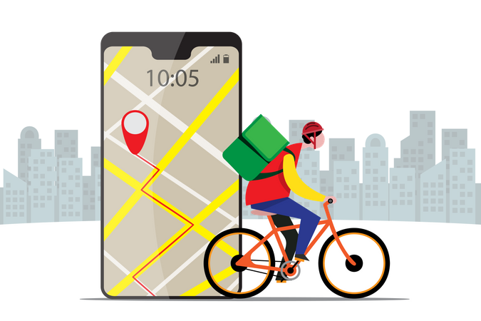 Tracking delivery location via smartphone app  Illustration