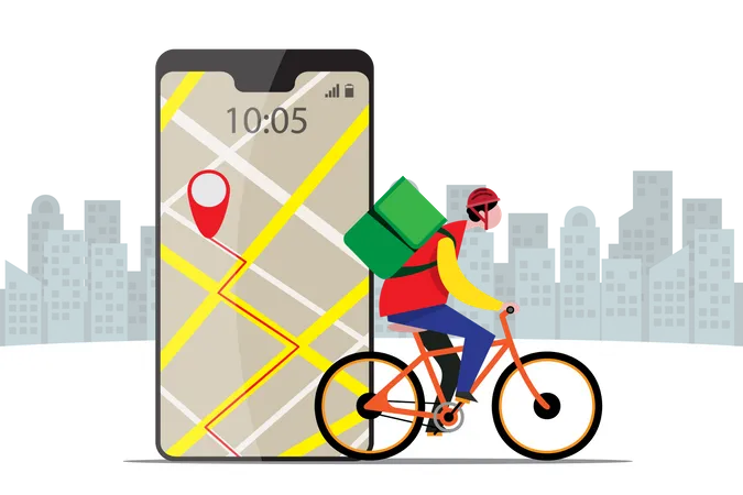 Tracking delivery location via smartphone app  Illustration