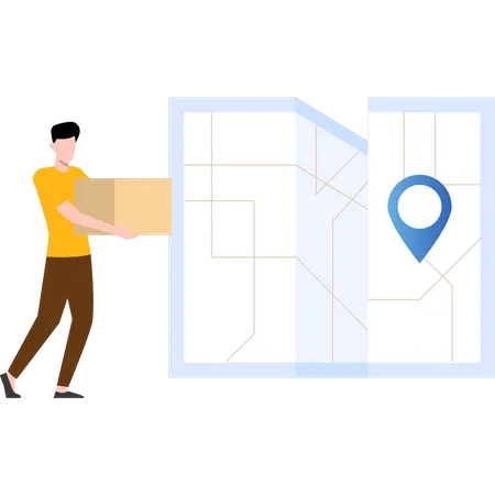 Tracking delivery man location Illustration
