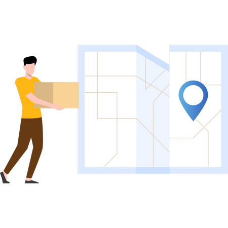 Tracking delivery man location  Illustration