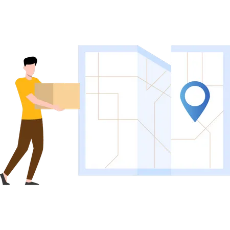 Tracking delivery man location  Illustration