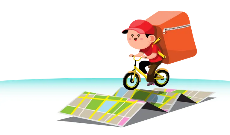 Tracking delivery person location Illustration