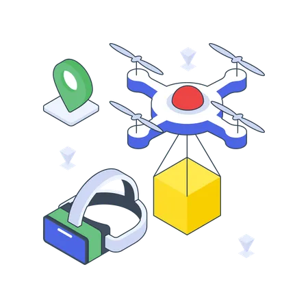 Tracking Drone Delivery Via Vr  Illustration